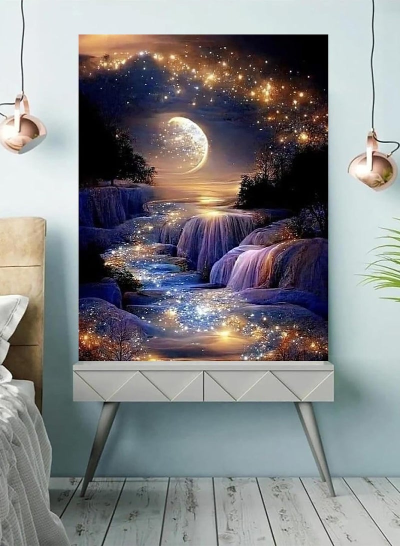 Diamond Painting, Diamond Art Painting Kits for Adults, 5D Moon Landscape Diamond Painting Kits, Full Round Drill Diamonds Dots Gem Art Kits, Home Wall Decor Art DIY Crafts Kits (Without Frame) - Image 3