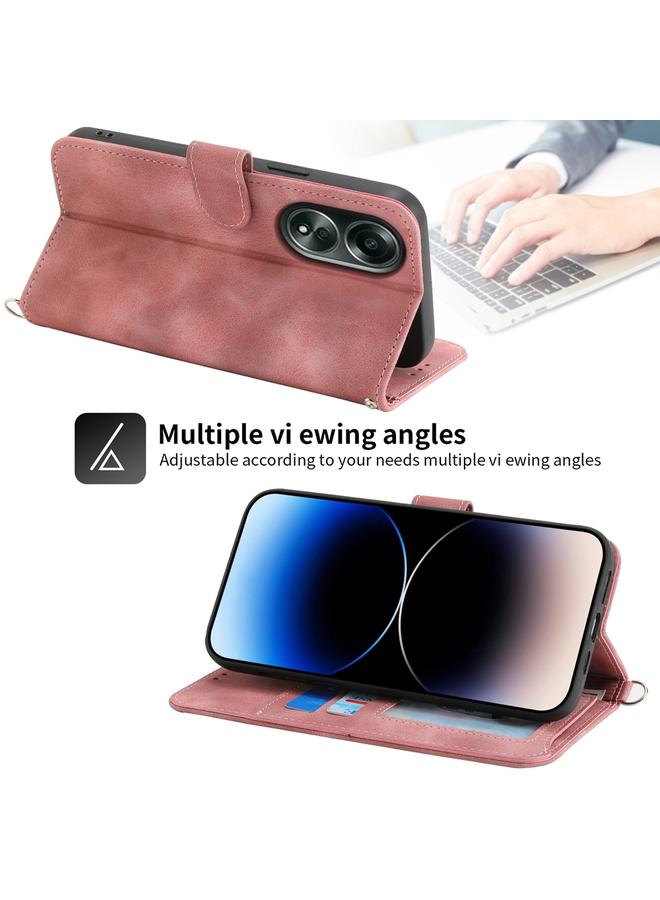 S-TOP Case For OPPO A58 4G Skin Feel Flowers Embossed Wallet Leather Phone Case - Image 4