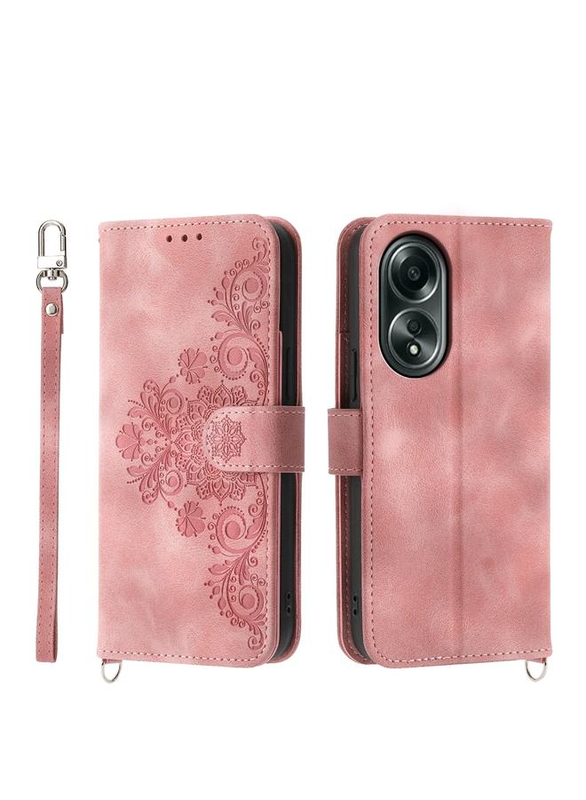 S-TOP Case For OPPO A58 4G Skin Feel Flowers Embossed Wallet Leather Phone Case - Image 1