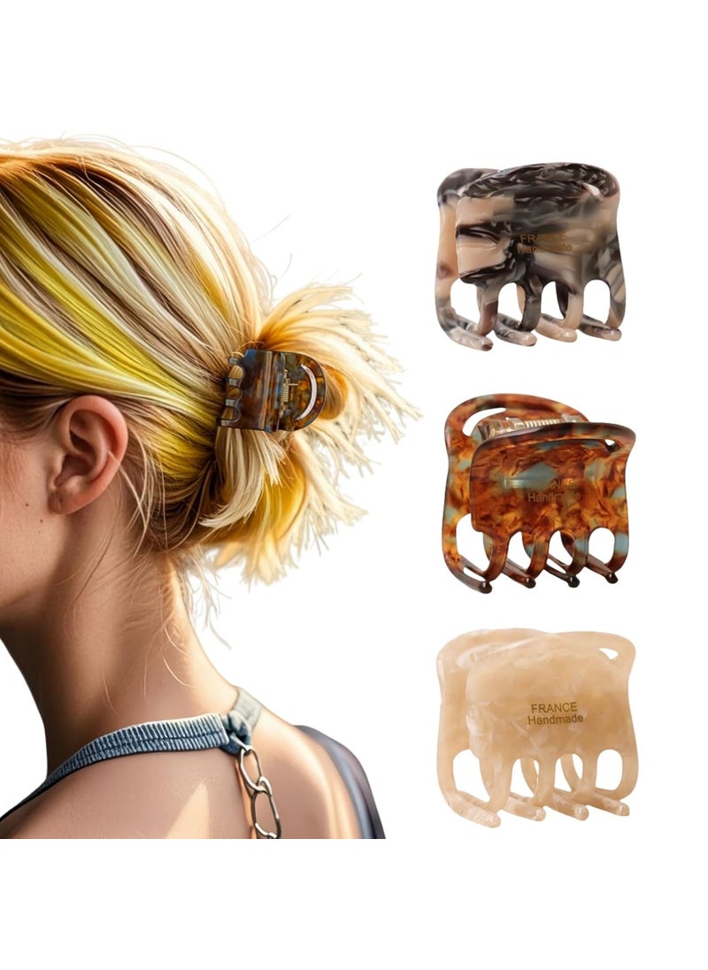 FRDTLUTHW - 3 Pcs French Tortoise Hair Claw ClipsDurable NonSlip Celluloid Acetate Hair Accessories for Women with Thin HairBeach Essentials Lightweight Small Jaw BarrettesGrayBrownBlack - Image 1