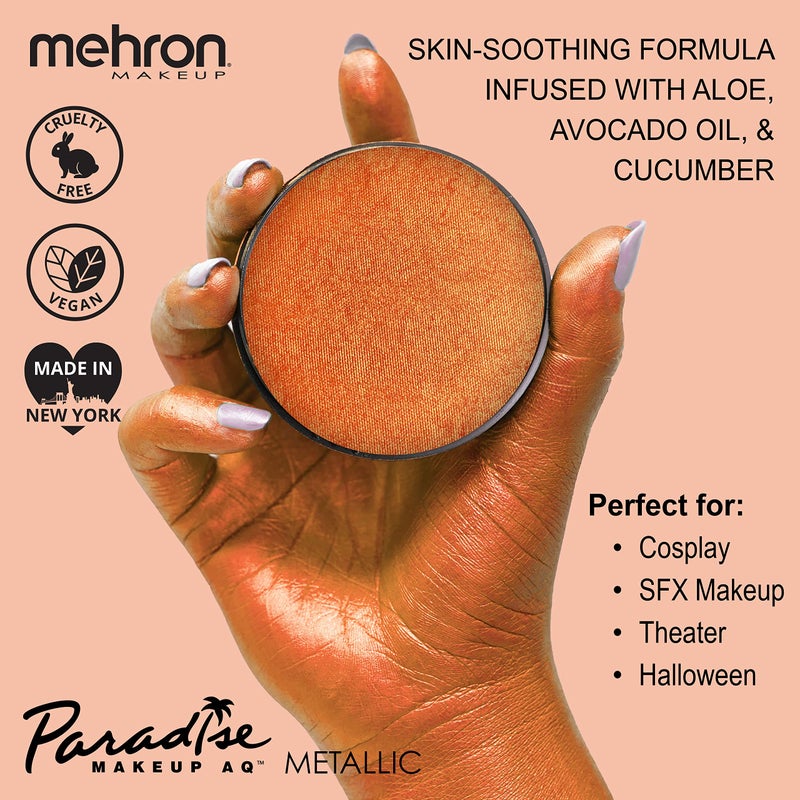 Mehron Paradise FX Metallics â€“ Metallic Orange 1.4 oz | Professional Water Activated Shimmering Metallic Paint for Raves, Costumes, Special Effects, Halloween, Stage, Screen, Theater & Cosplay FX - Image 2