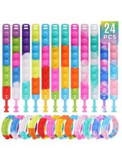Kids Party Favors Pop Fidget Toys Bulk Its 24 Packs Fidget Bracelet It Birthday Party Favors for Kids Goodie Bags Stuffers Classroom Prizes Bubble Poppers Toddlers Toy for Students Girls Boys Cheap