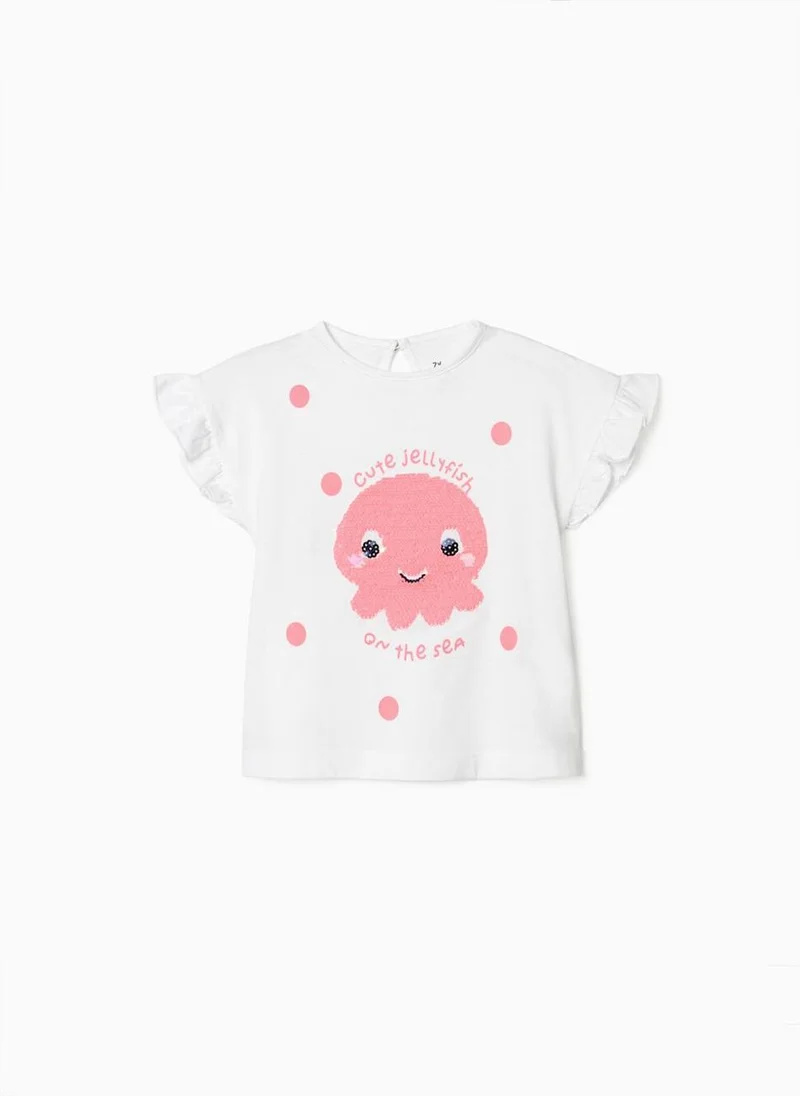 زيبي T-Shirt for Baby Girls 'Cute Jellyfish', White