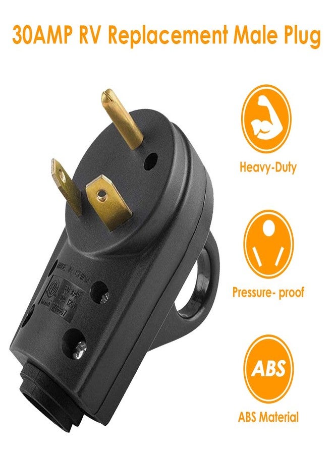 OPL5 30AMP RV Replacement Male Plug - Heavy Duty NEMA TT-30P Replacement RV Receptacle Electrical Plug with Easy Unplug Handle Design for RV Trailer,ETL Listed (30A Male Plug) - Image 3