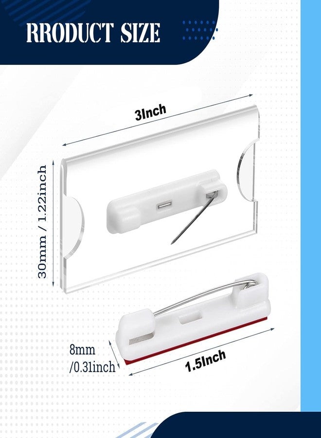 Shuban 30 Pieces Name Badges with Pins for School Work Name Badge Holder for Clothes Clear Acrylic Sign Display Holder DIY Blank Id Holders Printable Name Label for Work Business Classroom - Image 2