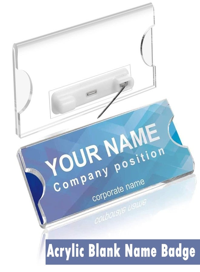 Shuban 30 Pieces Name Badges with Pins for School Work Name Badge Holder for Clothes Clear Acrylic Sign Display Holder DIY Blank Id Holders Printable Name Label for Work Business Classroom - Image 4