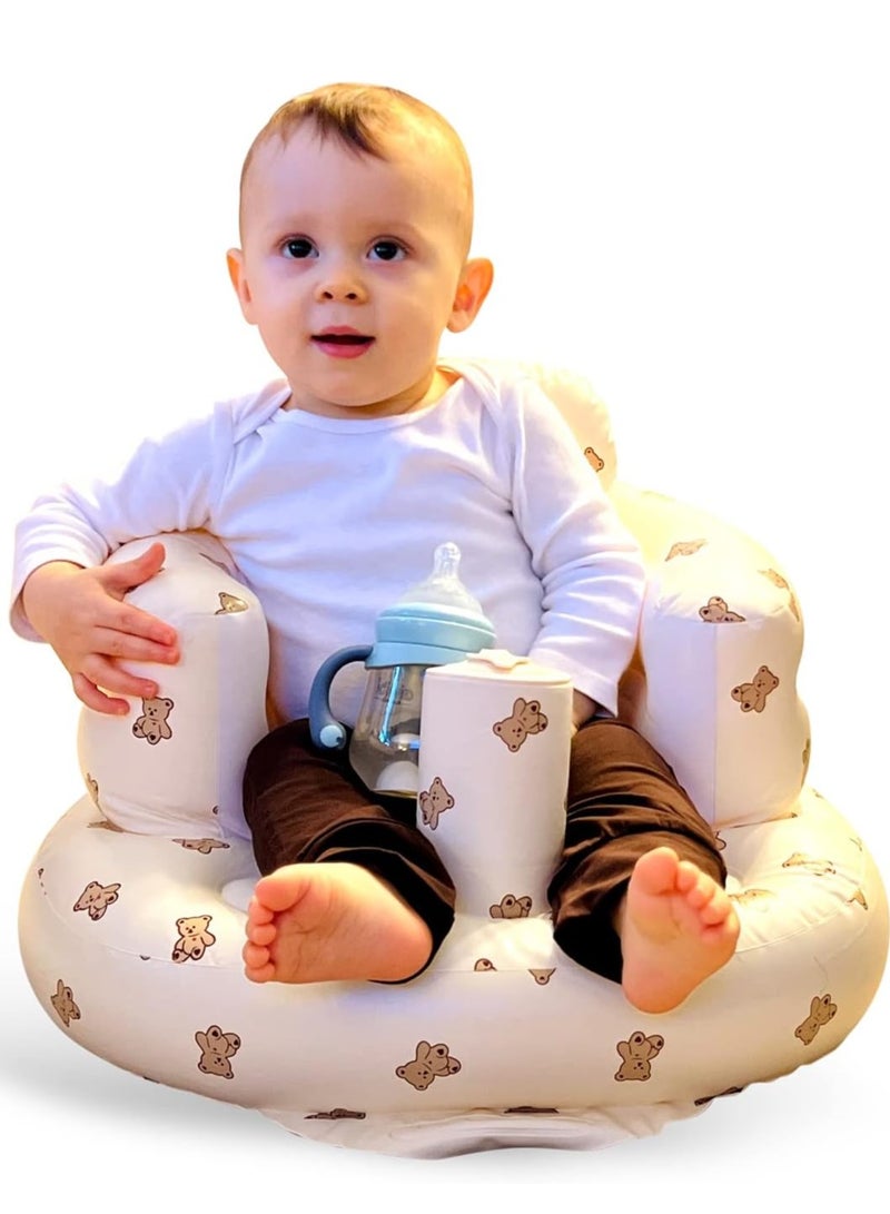 Bukela Baby Inflatable Seat for Babies 3 Months and Up, Toddler Floor Seats for Sitting Up, Built in Air Pump Baby Seats for Kids, Blow Up Baby Chair with Back Support, Suitable for Home, Swimming Pool, Picnic - Cute Bear - Image 2