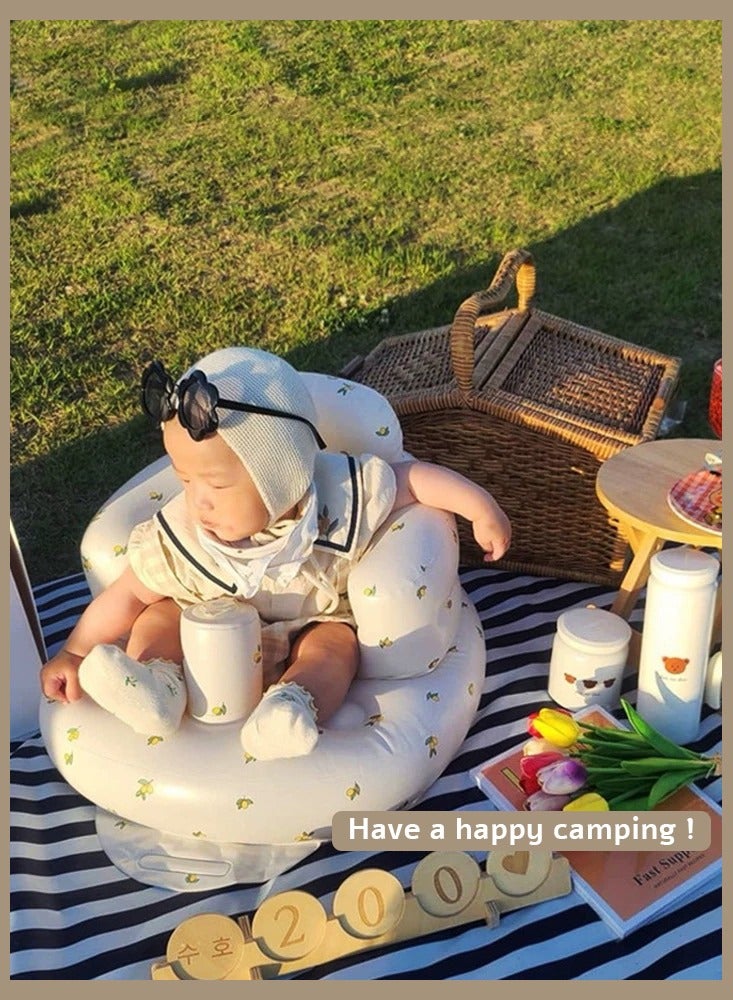 Bukela Baby Inflatable Seat for Babies 3 Months and Up, Toddler Floor Seats for Sitting Up, Built in Air Pump Baby Seats for Kids, Blow Up Baby Chair with Back Support, Suitable for Home, Swimming Pool, Picnic - Cute Bear - Image 4