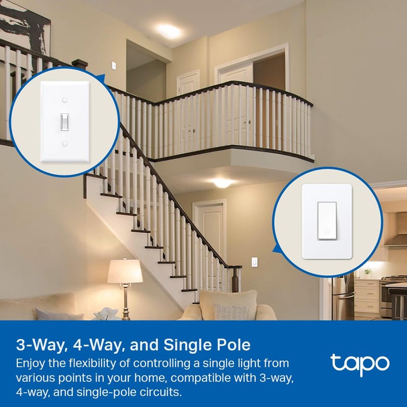 tapo TP-Link Tapo Smart Switch, Single-Pole/3-Way/4-Way, Matter Compatible, Energy Monitoring, Neutral Wire Required, Works with Alexa, Siri, Google Home, SmartThings, UL Certified, 2.4GHZ Wi-Fi, Tapo S515 - Image 3