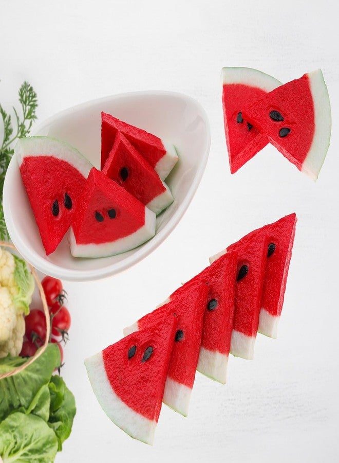 Meiwlong 20 Pcs Artificial Watermelon Slices, Plastic Fake Fruit Slices for Party Decoration,Faux Watermelon Slices Photography Props - Image 3