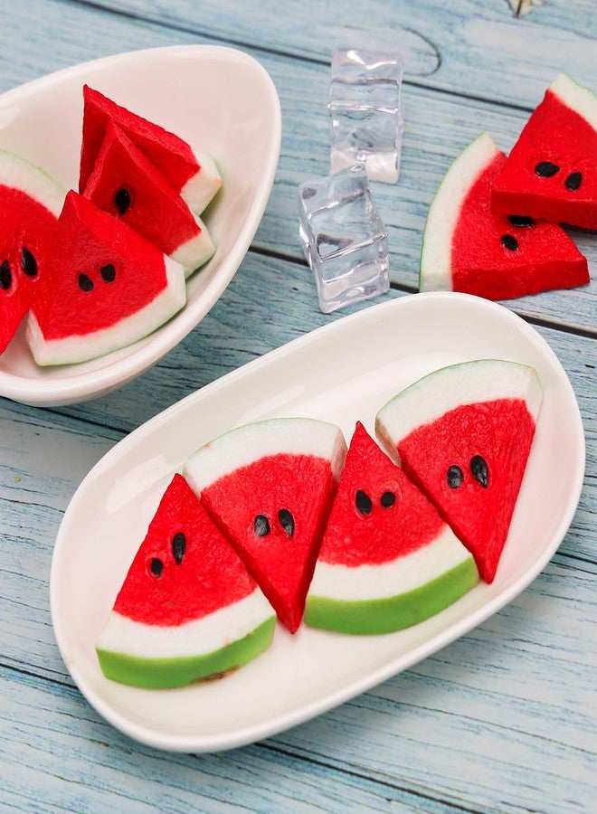 Meiwlong 20 Pcs Artificial Watermelon Slices, Plastic Fake Fruit Slices for Party Decoration,Faux Watermelon Slices Photography Props - Image 4