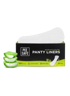 PEESAFE Pee Safe Panty Liners For Women Daily Use With Aloe Vera - 50 Liners | 185Mm Long (Large Size) | Curvy Design For Extra Comfort | Cottony-Soft Surface| Keeps You Dry & Fresh All Day Long  - Image 1