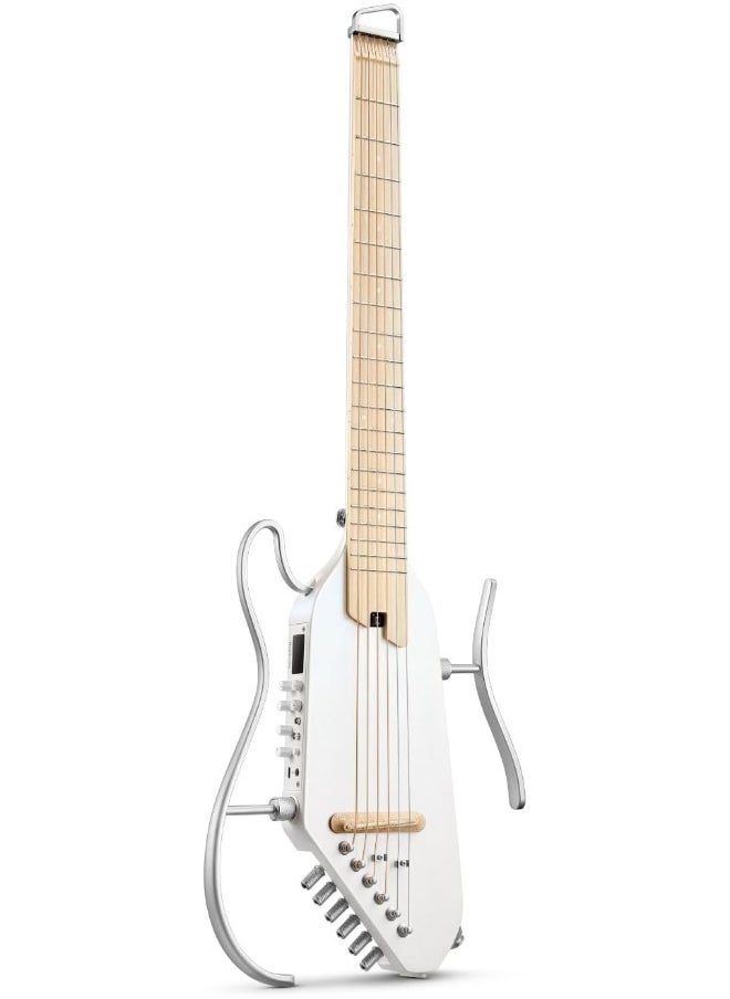 Donner - DONNER HUSH I PRO Travel Guitar Acoustic Electric Guitar - Pearlescent White - Image 1