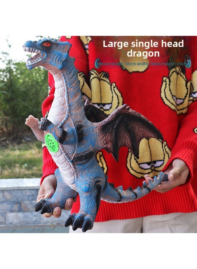 Large Soft Plastic Dinosaur Toy Electric Sounding Tyrannosaurus Rex Children Plastic Vinyl Simulation Animal Model Doll Wholesale-Color:Blue Double-headed Dragon 50cm-[ordinary Version] Dinosaur Calls - Image 1