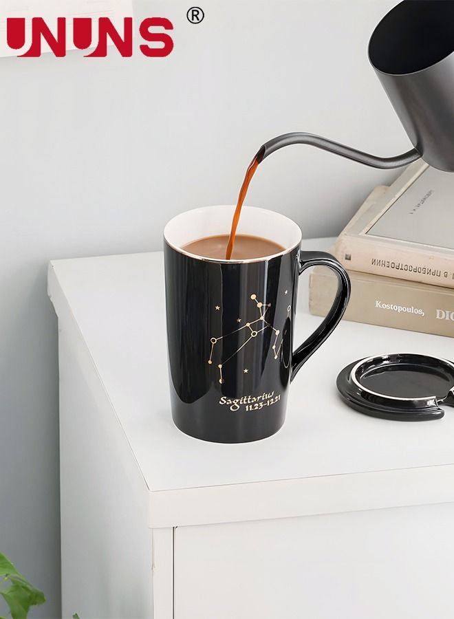 UNUNS طقم أكواب قهوة من السيراميك سعة 450 مل - مجموعة أكواب قهوة على شكل كوكبة كهدية عيد ميلاد - أكواب شاي زودياك أنيقة ومبتكرة للقهوة والشاي والشوكولاتة الساخنة والكاكاو - برج القوس - Image 4