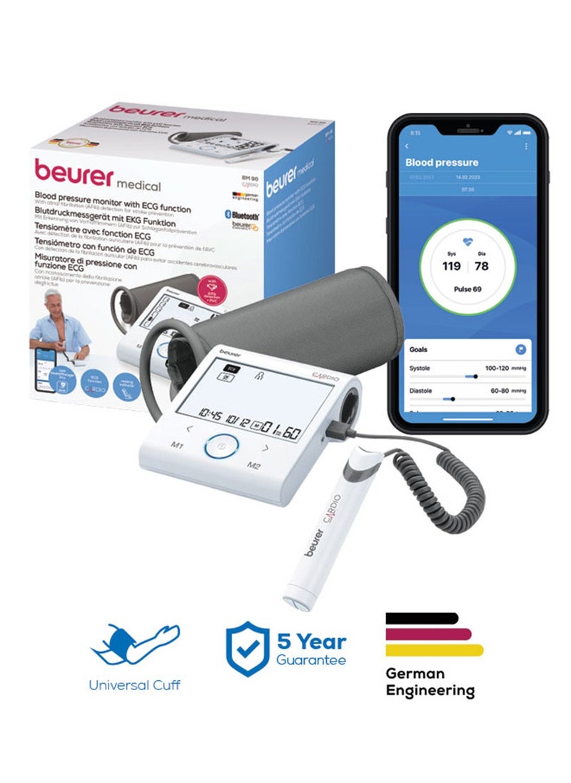 Beurer - BM 96 Upper Arm Blood Pressure Monitor 2-in-1 Blood Pressure & ECG Monitor with Bluetooth, Multi-User Memory & Irregular Heartbeat Detection - Image 1