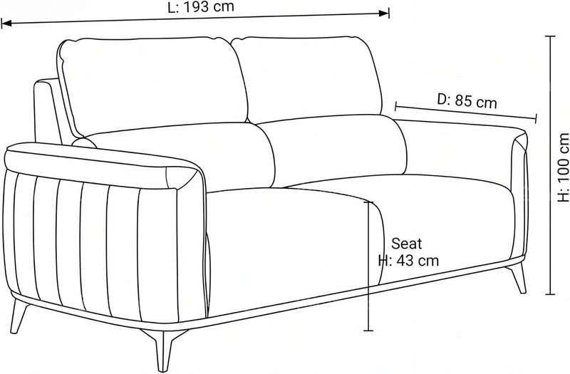Modern 3 Seater Sofa - Premium Faux Leather Upholstered Couch with High Backrest and Slim Metal Legs - Contemporary Triple Seater Settee for Living Room, Office, and Reception (Beige Brown) - Image 2