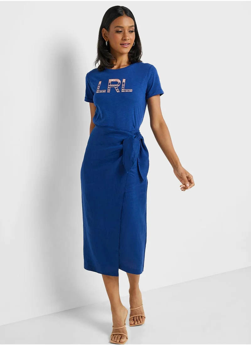 Lauren Ralph Lauren Front Knot Midi Skirt