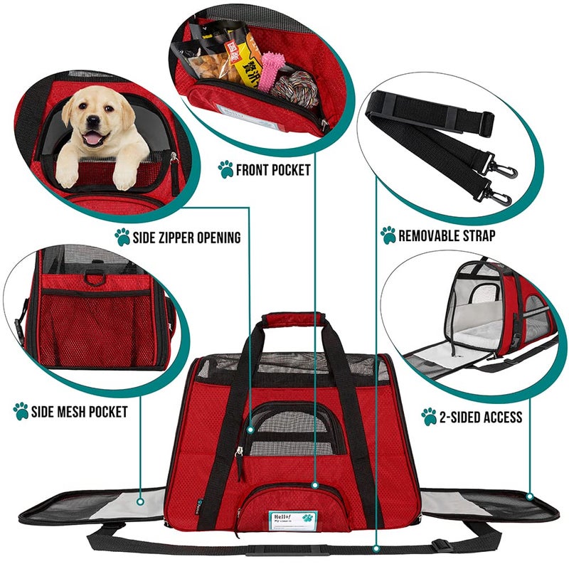 PetAmi Airline Approved Pet Carrier for Cat, Soft Sided Dog Carrier for Small Dogs, Cat Travel Supplies Accessories for Indoor Cats, Ventilated Pet Carrying Bag Medium Large Kitten Puppy, Small Red - Image 3