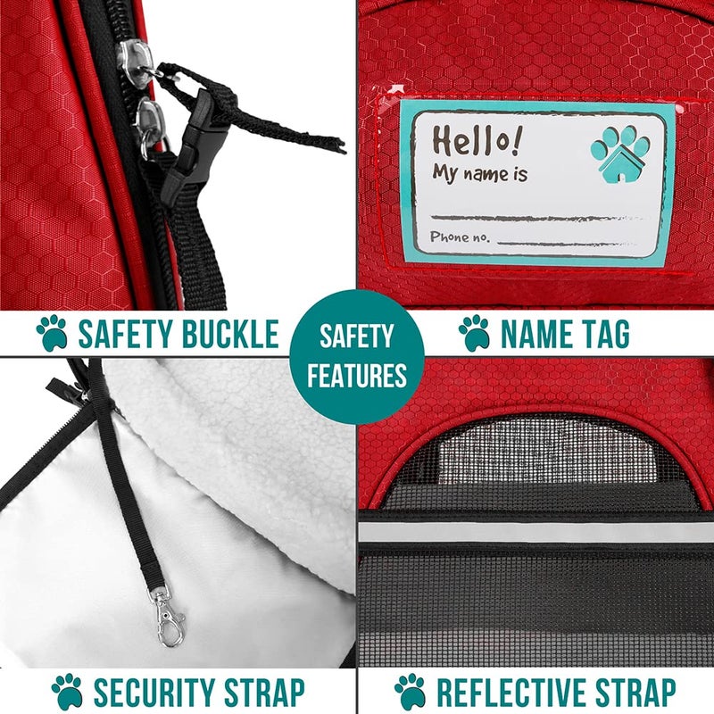 PetAmi Airline Approved Pet Carrier for Cat, Soft Sided Dog Carrier for Small Dogs, Cat Travel Supplies Accessories for Indoor Cats, Ventilated Pet Carrying Bag Medium Large Kitten Puppy, Small Red - Image 5