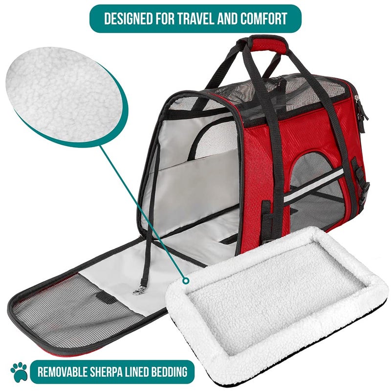 PetAmi Airline Approved Pet Carrier for Cat, Soft Sided Dog Carrier for Small Dogs, Cat Travel Supplies Accessories for Indoor Cats, Ventilated Pet Carrying Bag Medium Large Kitten Puppy, Small Red - Image 4