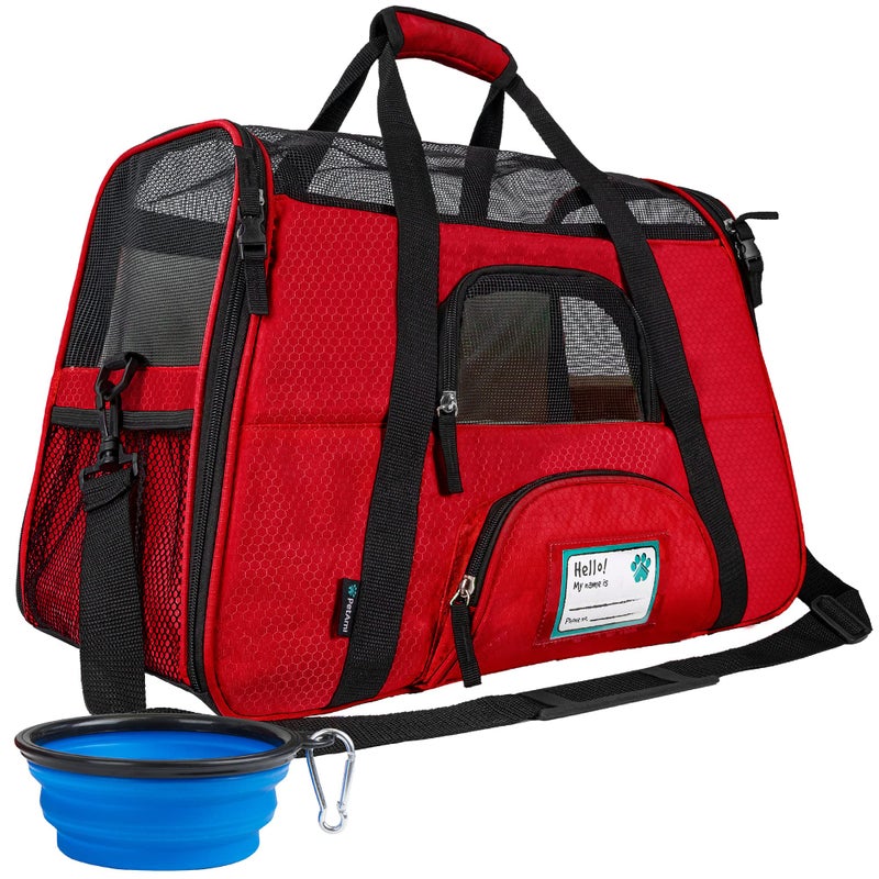 PetAmi Airline Approved Pet Carrier for Cat, Soft Sided Dog Carrier for Small Dogs, Cat Travel Supplies Accessories for Indoor Cats, Ventilated Pet Carrying Bag Medium Large Kitten Puppy, Small Red - Image 1