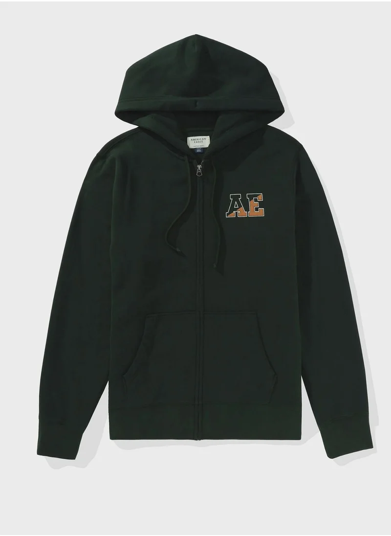 امريكان ايجل Graphic Zip Through Hoodie