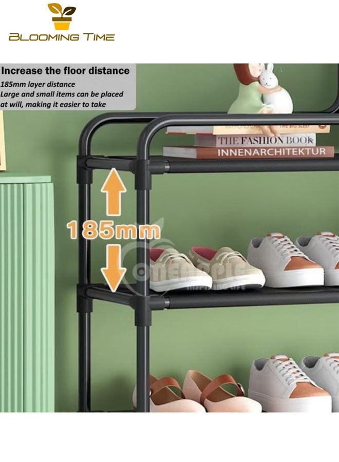 BLOOMING TIME 6-Layer Thickened Independent Shoe Rack, Metal Load-Bearing Storage Rack, Vertical Storage Rack Next To the Door, Porch, And Wardrobe, Multi-Layer Storage (Black) - Image 4