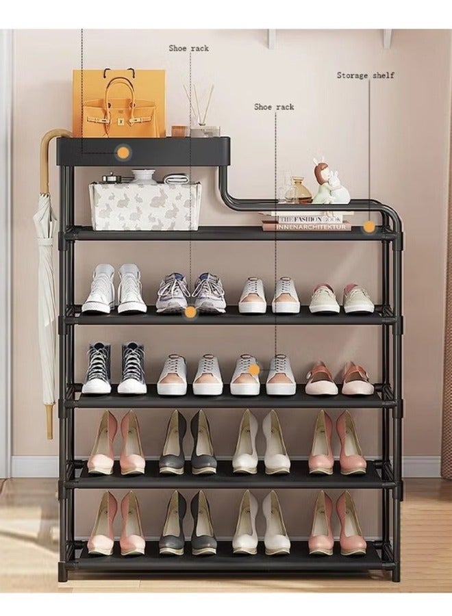 BLOOMING TIME 6-Layer Thickened Independent Shoe Rack, Metal Load-Bearing Storage Rack, Vertical Storage Rack Next To the Door, Porch, And Wardrobe, Multi-Layer Storage (Black) - Image 5