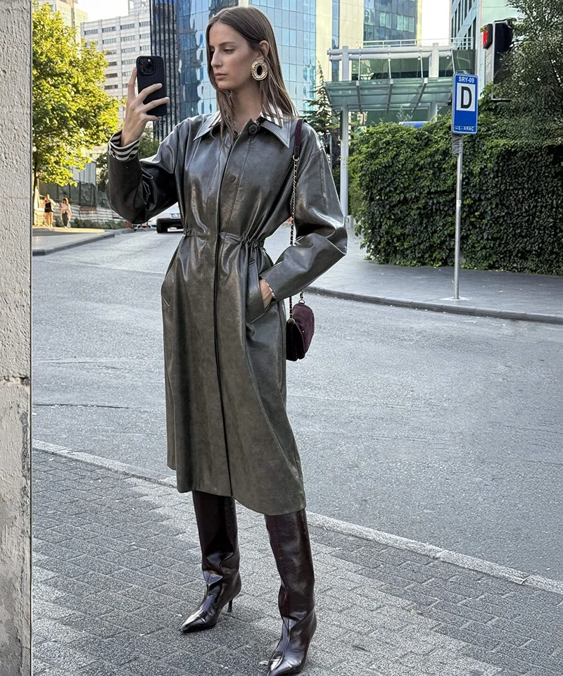 Ipekyol Leather-Effect Coat