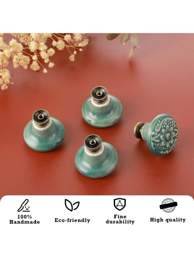 4 Pcs Vintage Flower Cabinet Knobs, Decorative Furniture Knobs with Mounting Screws for Cupboard Drawer Closet Door - Image 4