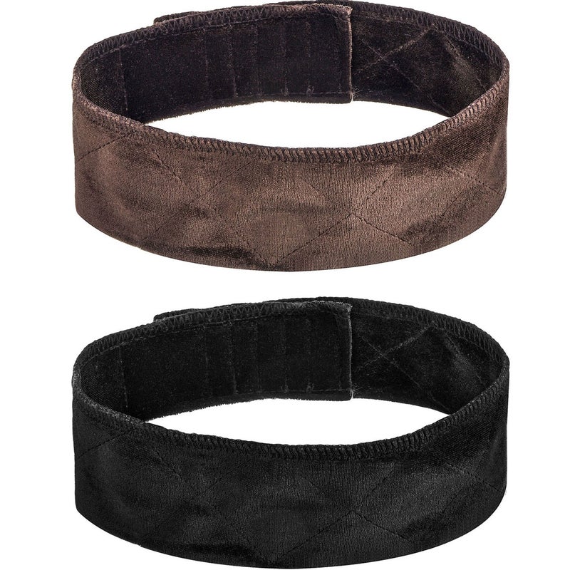 eBoot 2 Pack Velvet Wig Band Head Hair Band Adjustable Fastern Black and Brown 