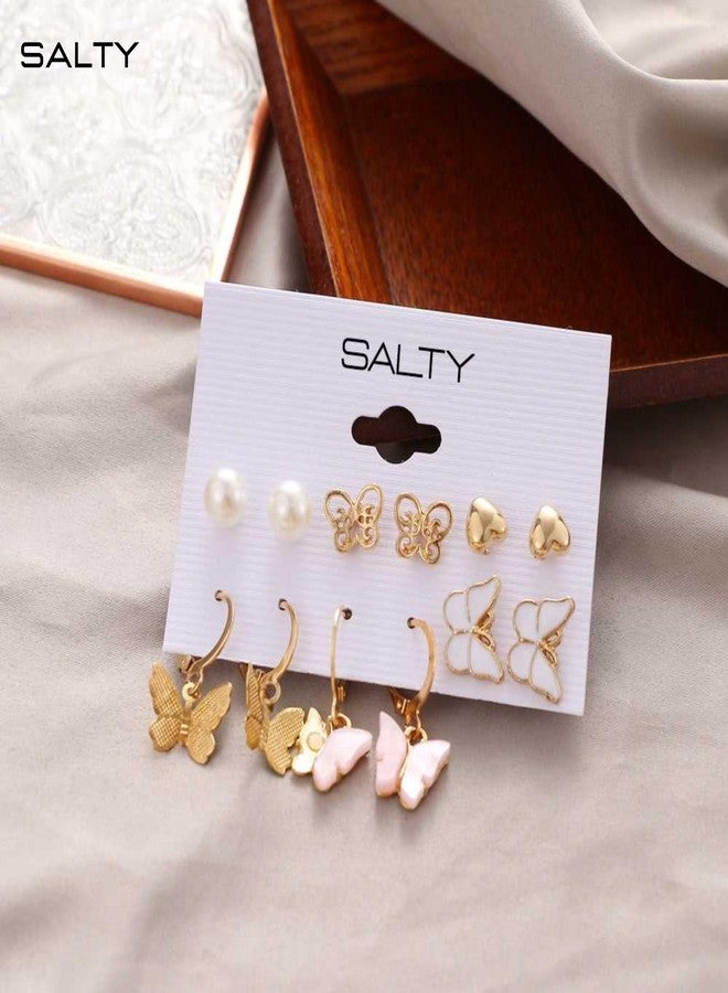 SALTY Anti Tarnish Set of 6 Butterfly Drop And Studs Earrings Set for Women | Stylish Fashion Jewellery | Accessories for Girls | Minimal Jewelry | Marriage, Birthday | Gift for Valentine Day - Image 3