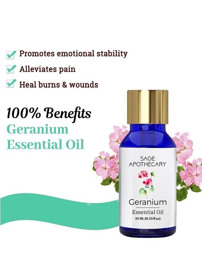 Sage Apothecary - Essential Oil Geranium Cedarwood & Cinnamon ¦Essential Oil Combo 3 In 1 Pack ; 100% Pure 10Ml - Image 1