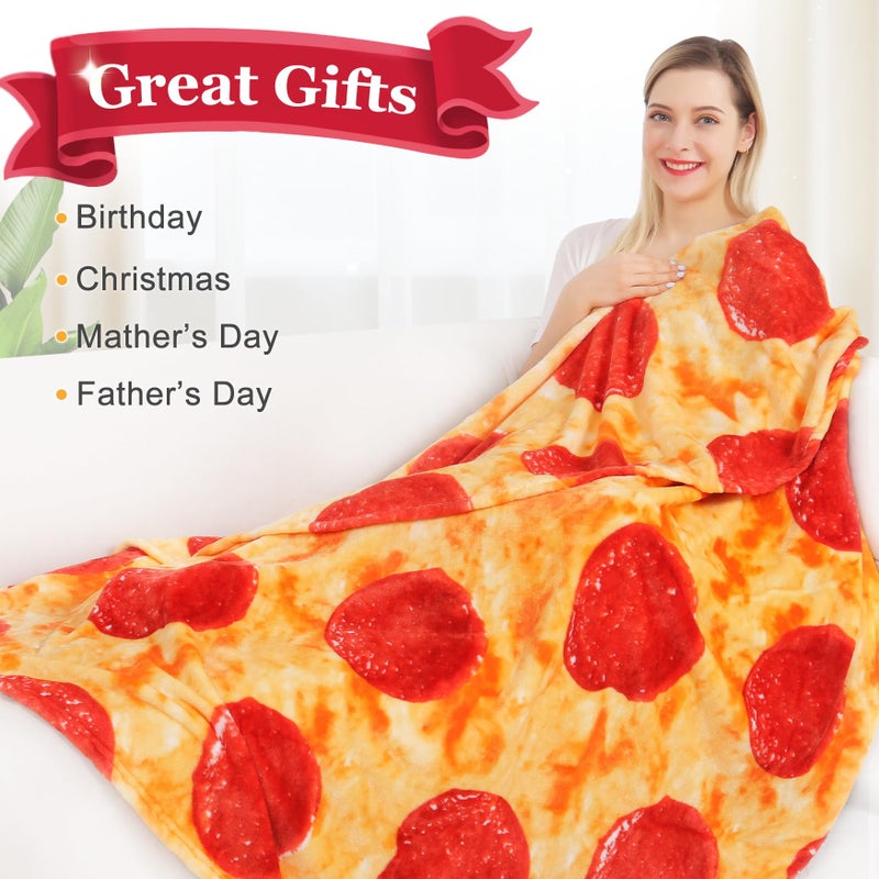 Jorbest Pizzas Blanket Adult Kids and Baby Size for Birthday Gifts  Double Sided Food Throw Blanket Funny Gifts for Women Men Teen  285 GSM Soft Flannel Taco Blanket (Red  80 inches) - Image 4