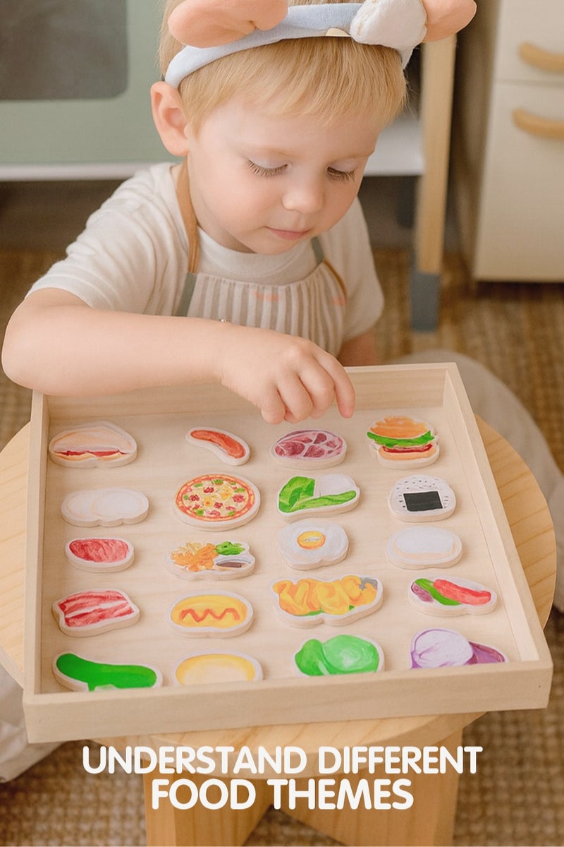 واسيانور ملعب مطبخ للأطفال الصغار، مجموعة لعب مطبخ خشبي، مجموعة طعام مطبخ للأطفال مع أدوات طهي ABS، الأطعمة الافتراضية، الميكروويف، الميناء، الشوائية، ومرفأ تخزين - محطة لعب محاكاة طهي تفاعلية لأطفال في سن من 3 إلى 5 سنوات للعب الأدوار، وتطوير الخيال والابداع، هدية عيد الميلاد مثالية للبنات - Image 4