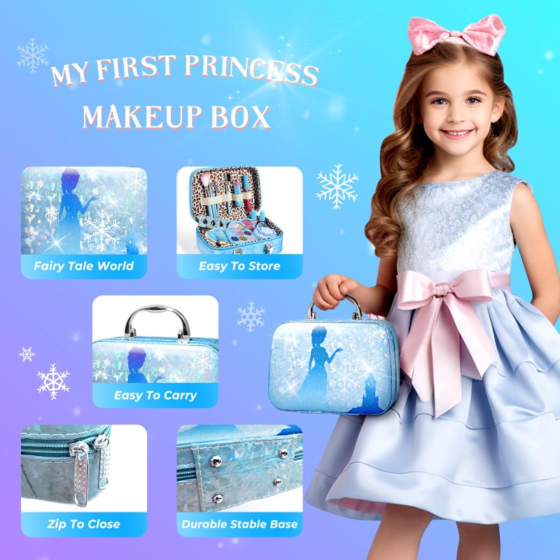 INNOCHEER Kids Makeup Kit for Girl Toys, Frozen Makeup Set for Girls, Real Washable Makeup Kit for Girls, Birthday Christmas Princess Gifts for Girls Kids Toddlers Age 3 4 5 6 7 8 9 10 11 12 Year Old - Image 4