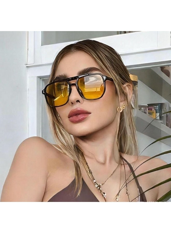 نظارات شمسية نسائية بتصميم طيار ريترو بحاجز مزدوج وحماية UV400 - Image 4