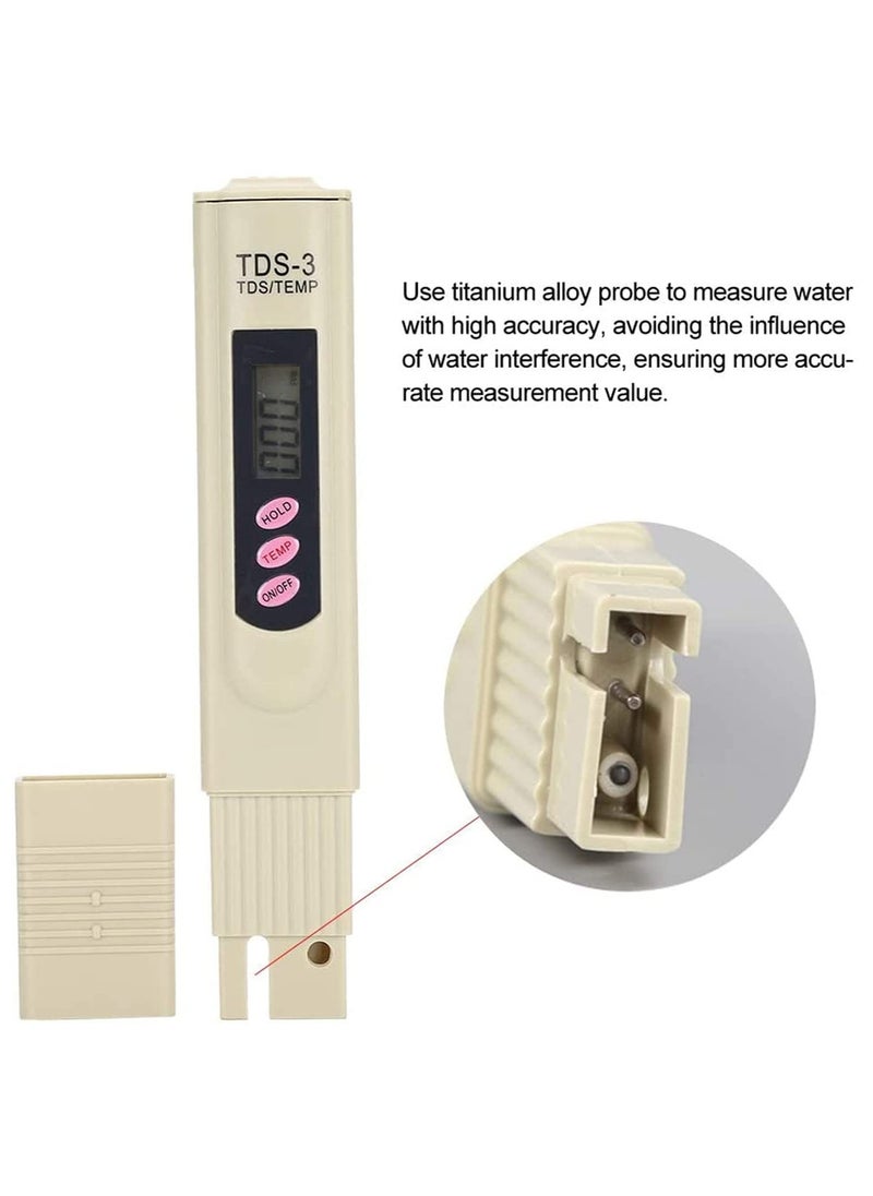 ماركة غير محددة جهاز اختبار جودة المياه الرقمي LCD مع قياس درجة الحرارة ونطاق 0-9990 جزء في المليون (PPM) لتنقية المياه - فلترات - المشروبات - أحواض السباحة - المنتجعات الصحية - أحواض السمك - الزراعة المائية - وظيفة التثبيت - إيقاف تلقائي - نطاق مزدوج - موديل TDS-3  - Image 5