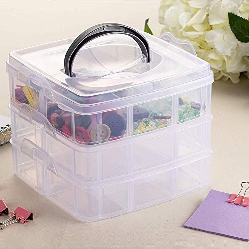 LEMBOSE 18 Grid Cells Multipurpose Clear and Transparent Plastic Storage Box with Removable Dividers | Jewelry Box Organizer Storage Container | 3 Layers - Image 5
