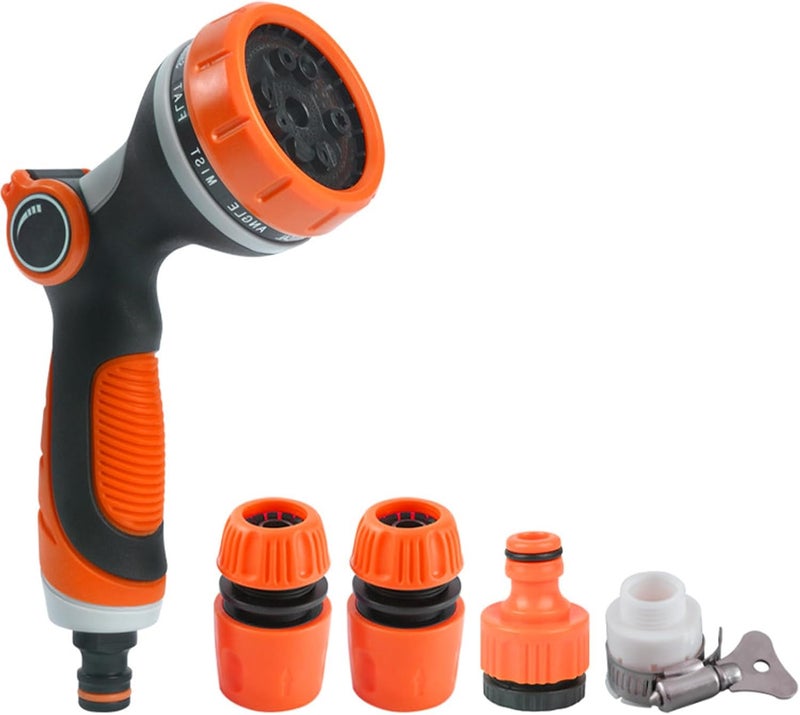 Oonkaf Garden Hose Nozzle, With 4 Adapters Multi Garden Hose Spray Gun,10 Watering Patterns High Pressure Nozzle Sprayer for Watering Lawn, Car Washing, Cleaning, Pets Wash - Image 1