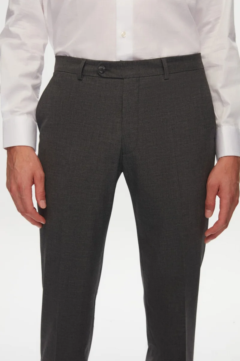 D'S DAMAT Slim Fit Gray Plain Travel Fabric Trousers 9HE03OB35320Y