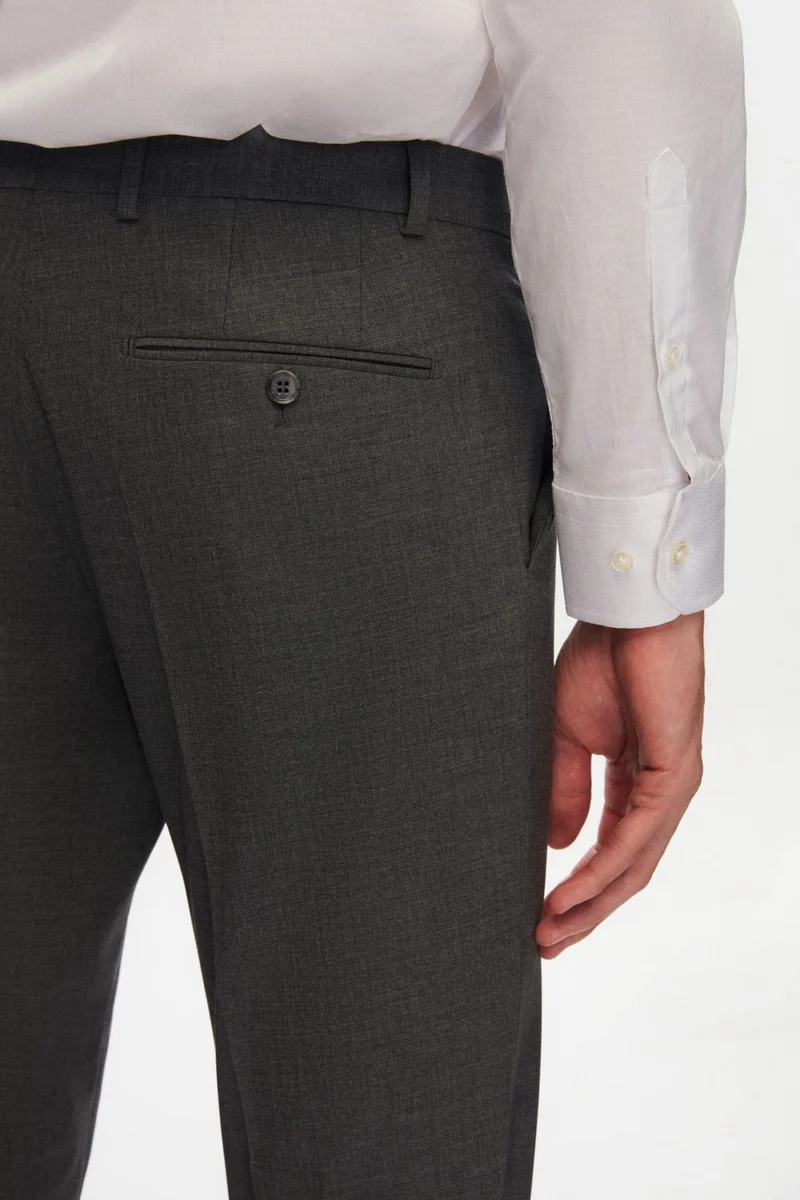 D'S DAMAT Slim Fit Gray Plain Travel Fabric Trousers 9HE03OB35320Y