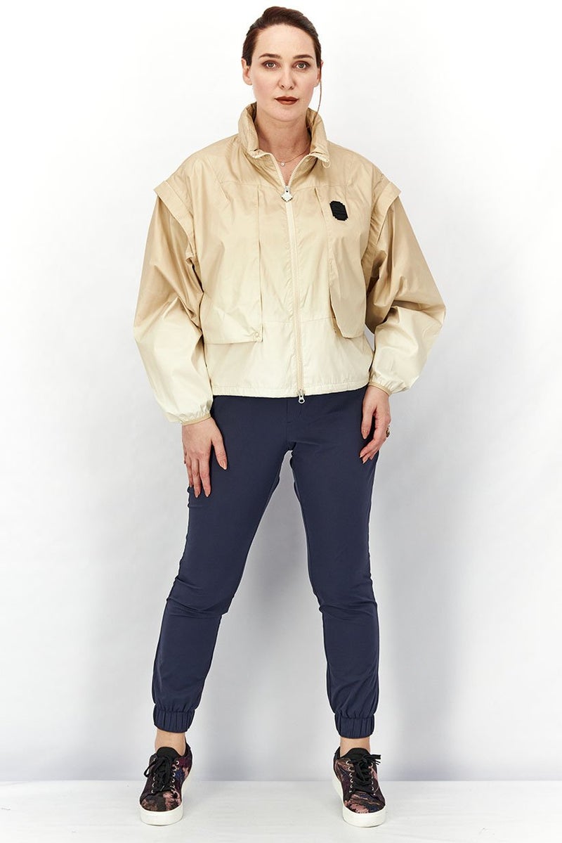 PUMA Women Mock Neckline Long Sleeve Solid Jacket, Beige - Image 4