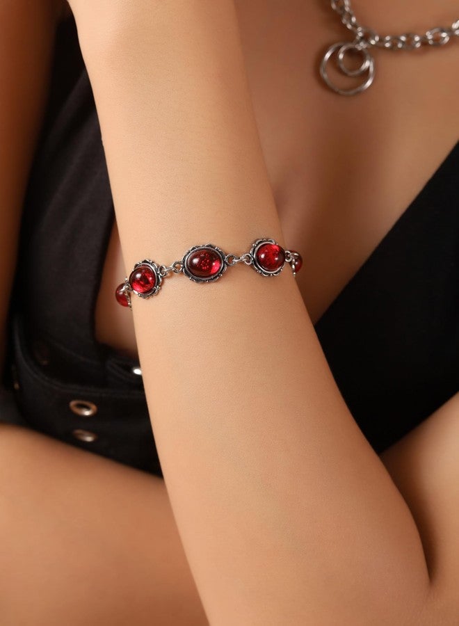 Sacina Goth Red Victorian Bracelet, Gothic Emo Punk Grunge Vintage Bracelets, Gothic Jewelry, Christmas Jewelry Gift for Women - Image 2