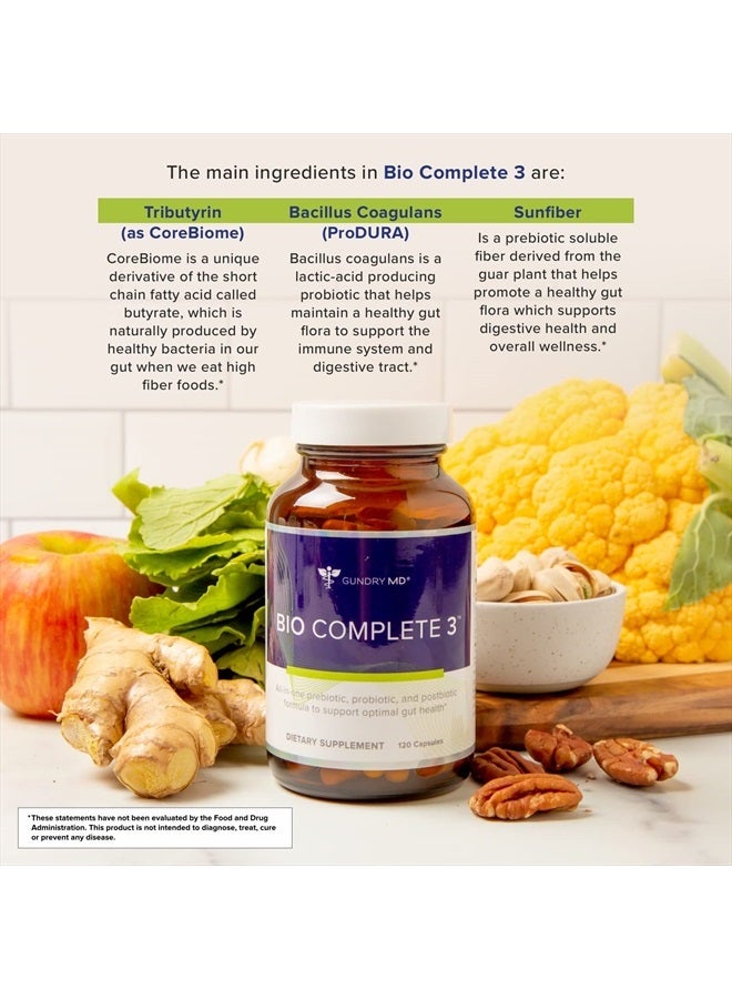 Gundry MD ® Bio Complete 3 - تركيبة ما بعد الحيوية لدعم صحة الأمعاء المثلى، كمية كافية لمدة 30 يومًا - 60 كبسولة - Image 5