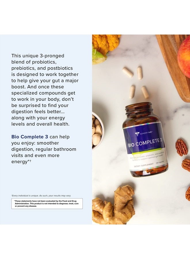 Gundry MD ® Bio Complete 3 - تركيبة ما بعد الحيوية لدعم صحة الأمعاء المثلى، كمية كافية لمدة 30 يومًا - 60 كبسولة - Image 4