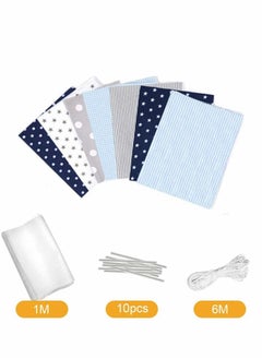 Y&D DIY Face Cover Kit Self-Made Material Set 7Pcs Square Towel Fabric 10Pcs Metal Wire Nose Bridge Strip 6M Elastic Band  - Image 1
