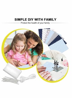 Y&D DIY Face Cover Kit Self-Made Material Set 7Pcs Square Towel Fabric 10Pcs Metal Wire Nose Bridge Strip 6M Elastic Band  - Image 5