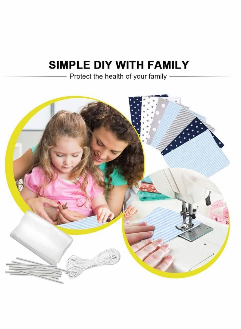 واي آند دي DIY Face Cover Kit Self-Made Material Set 7Pcs Square Towel Fabric 10Pcs Metal Wire Nose Bridge Strip 6M Elastic Band  - Image 5